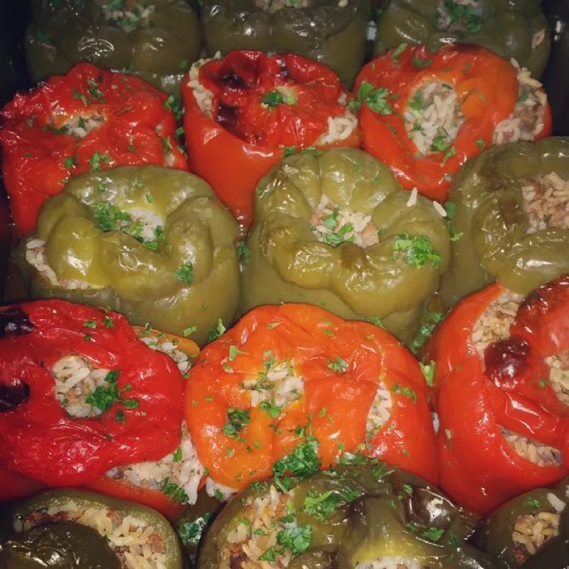 Stuffed peppers and tomatoes with rice